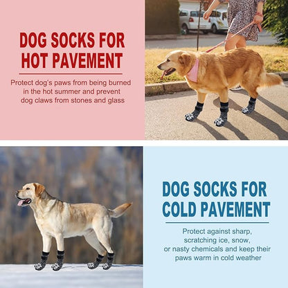 EXPAWLORER Anti Slip Dog Socks to Prevent Licking Paws, Dog Shoes for Hot Pavement, Dog Booties for Small Medium Large Senior Dogs, Traction Control Boots &amp; Paw Protectors for Hardwood Floors
