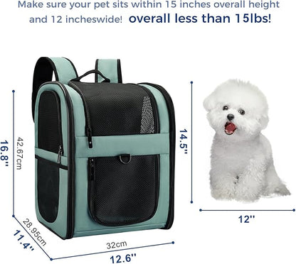 Apollo Walker Dog &amp; Cat Carrier Backpack for 4-15lb Pets - Ventilated Safe Design with Padded Back Support, Breathable Mesh Pet Backpack for Hiking, Travel, Outdoor (Blue)