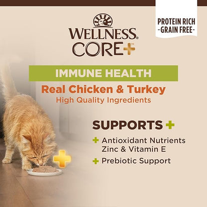Wellness CORE+ Immune Health Pate Adult Wet Cat Food, Natural, Protein-Rich, Grain Free, 2.8 Ounce, 12 Pack (Chicken &amp; Turkey)