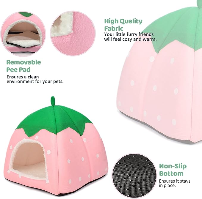 Guinea Pig Hideout Bed Rabbit House Cave Accessories Cozy Hide-Out for Bunny Hedgehog Ferret Chinchilla&amp;Other Small Animals