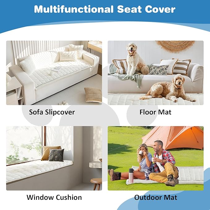 VClife Dog Bed Mat for Car, Anti Slip Pet Bed Travel Pad Comfortable Furry Dog Car Seat Cover for Backseat Extender, Washable Pet Cushion Bed Mat for Indoors &amp; Outdoors (Beige, 51"×23.6")