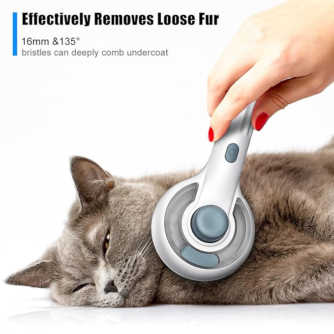 Cat Steam Brush for Indoor Cats – 3-in-1 Grooming Tool with Water Spray, Self-Cleaning Hair Comb for Long &amp; Short Haired Cats and Dogs