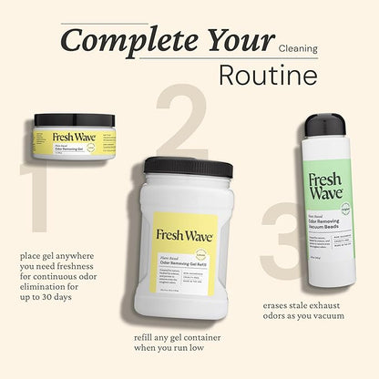 Fresh Wave Lemon Odor Removing Gel, 7 oz., Pack of 3 - Safer Odor Absorbers for Home, Natural Plant-Based Odor Eliminator, Every 7 oz. lasts 15-30 Days, For Cooking, Trash &amp; Pets