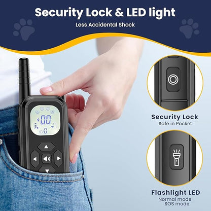 Wireless Dog Fence Invisib for Dogs Electric Fence 185 Days Standby Training Collar, Flash Light &amp; Waterproof Portable Dog Perimeter Collar with 3 Training Mode for 1 Dog Large Medium
