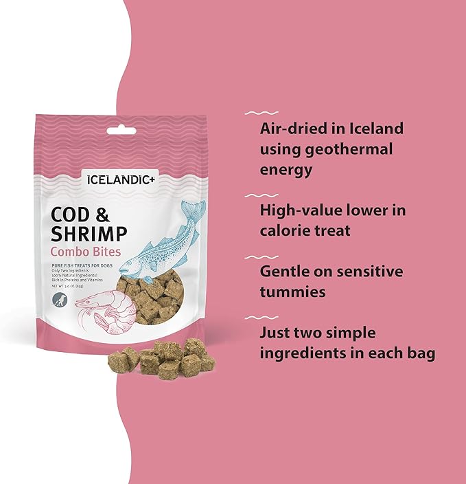 Icelandic+ Cod &amp; Shrimp Combo Bites Dog Treat 3.0-oz Bag