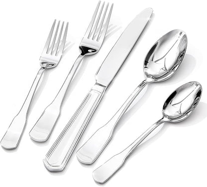 HIKAA Premium Silverware Set, Stainless Steel Flatware Set with Wide-Based Handles for Comfort &amp; Durability, Forks &amp; Spoons Cutlery Silverware Set (30PCS)