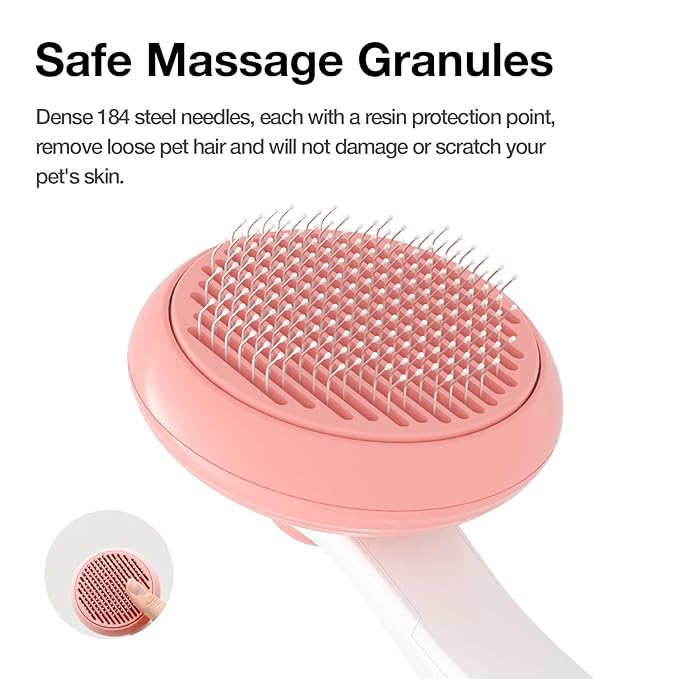 Pet Grooming Self-Cleaning Slicker Brush for Cats &amp; Dogs, Effortlessly Removes Tangles, Loose Undercoat and Mats (Pink, 2 Pack)