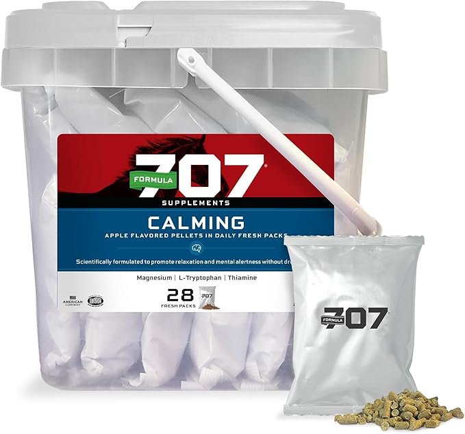 Formula 707 Calming Equine Supplement, Daily Fresh Packs – Anxiety Relief and Enhanced Focus for Horses – L-Tryptophan, Thiamine &amp; Magnesium