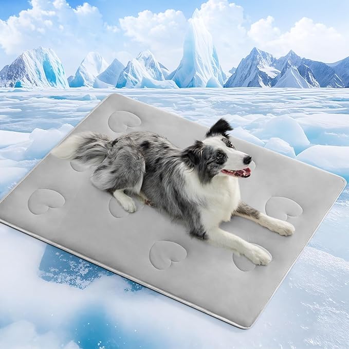 Cooling Blanket for Dogs, Lightweight &amp; Durable Dog Cooling Mat, Q-MAX>0.45 Soft Breathable Pets Comforter for Couch, Bed &amp; Car Essential - Light Grey 30x40 Inches