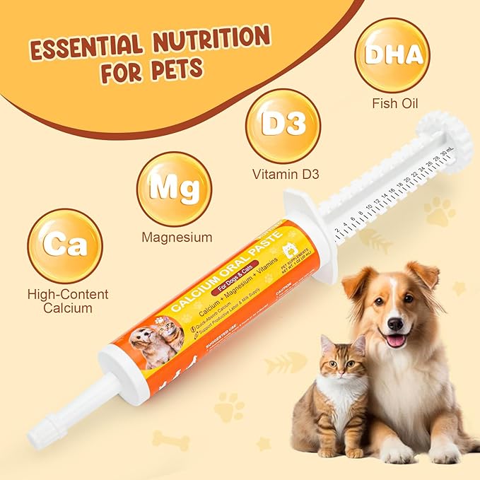 Oral Calcium for Dogs &amp; Cats, Puppy Whelping Supplies-Supporting Milk Production &amp; Efficient Labor, Daily Dog Calcium Supplement for Rapid Absorption &amp; Recovery, 1 Oz