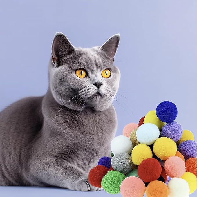 Cat Toy Balls, 20Pcs Premium Soft Pom Pom Balls for Kittens, 1,9&