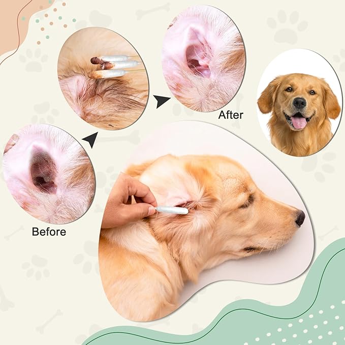 200 PCS Dog Ear Cleaning Kit; 6-Inch Large Cotton Swabs for Gentle &amp; Effective Cleaning. Safe and Hygienic Pet Ear Cleaning Solution