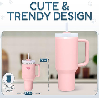 Kitty Cup Tumbler Cat Toy – Funny Cat Birthday Gifts with Catnip &amp; Crinkle Paper, Cute Girl Kitten Toys (Pink Peach Dust)