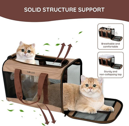 BELLA &amp; PAL Cat Carrier Travel Bag, Airline Approved Lightweight Cat Carrier, Soft Sided Pet Carrier for Puppy Dogs Up to 18lbs, Collapsible Kitten Bag with Removable Waterproof Mat, Ventilated Mesh