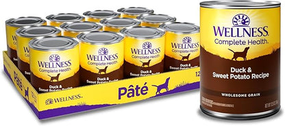 Wellness Complete Health Natural Wet Canned Dog Food, Duck &amp; Sweet Potato, 12.5-Ounce Can (Pack of 12)