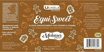 Uckele by SmartEquine Equi Sweet Molasses | Sugar-Free Liquid with Stevia | Perfect for Picky Eaters, Enhances Feed Palatability | 1 Gallon