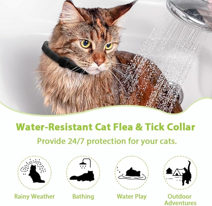 4 Pack Flea and Tick Collar for Cats, Natural Plant Oil Formula Cat Flea Collar Provides 32-Month Protection for Flea Tick Prevention, Waterproof &amp; Adjustable Cat Flea Treatment for Most Cats