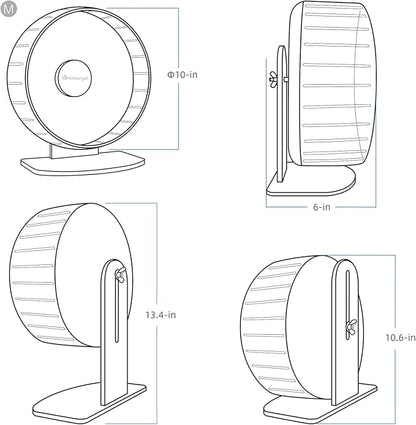 Niteangel Super-Silent Hamster Exercise Wheels - Quiet Spinner Hamster Running Wheels with Adjustable Stand for Hamsters Gerbils Mice Or Other Small Animals (M, Transparent)