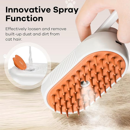 Cat Steam Brush for Shedding, 4 in 1 Rechargeable Steam Brush for Cats and Dogs, Anti-Static, Massage, Cleaning, Shedding &amp; Combing All In One!