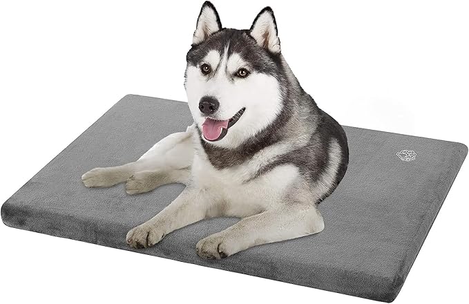 EMPSIGN Stylish Dog Bed Mat Dog Crate Pad Mattress Reversible (Cool &amp; Warm), Water Proof Linings, Removable Machine Washable Cover, Firm Support Pet Crate Bed for Small to XX-Large Dogs, Grey
