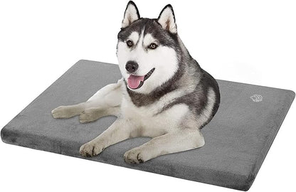 EMPSIGN Stylish Dog Bed Mat Dog Crate Pad Mattress Reversible (Cool &amp; Warm), Water Proof Linings, Removable Machine Washable Cover, Firm Support Pet Crate Bed for Small to XX-Large Dogs, Grey