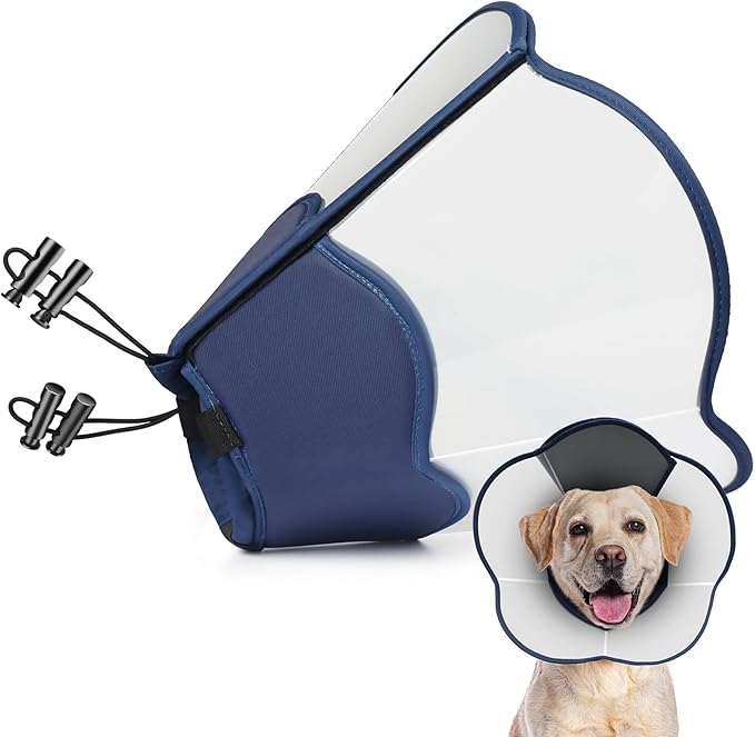 Hard &amp; Heavy Plastic Dog Cone Collar Alternative for Lab Golden GSD (Small&amp;Medium Sized) After Surgery, Large Adjustable Recovery Cone Anti-Lick, Elizabethan Protective Cone of Shame for Healing