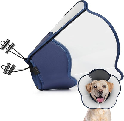 Hard &amp; Heavy Plastic Dog Cone Collar Alternative for Lab Golden GSD (Small&amp;Medium Sized) After Surgery, Large Adjustable Recovery Cone Anti-Lick, Elizabethan Protective Cone of Shame for Healing