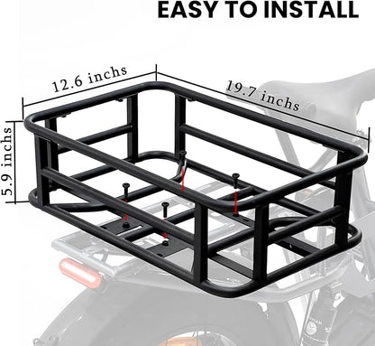 AWQM Large Ebike Basket, Waterproof Metal Electric Bicycle Basket, Quick Assemble Bike Accessories Rear Cargo Rack for Picnic, Pet, Sports