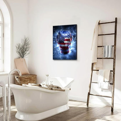 Sports Boxing Wall Art Canvas American Flag Wall Decor Prints Framed Painting Pictures Gifts Artwork for Bathroom Living Dining Room 16"x24"