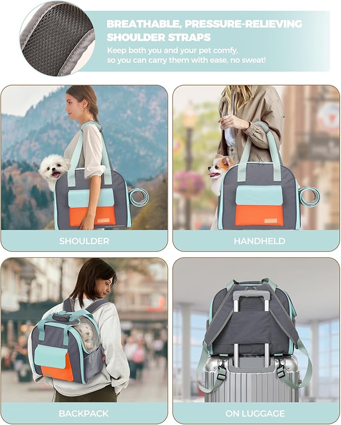 Expandable Pet Carrier Backpack, Cat Carrier Backpacks with Breathable Mesh for Cats Small Dogs Puppies Up to 25 Lbs Airline Approved Waterproof Travel Carrier with Safety Buckle for Hiking &amp; Flights