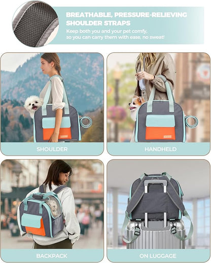 Expandable Pet Carrier Backpack, Cat Carrier Backpacks with Breathable Mesh for Cats Small Dogs Puppies Up to 25 Lbs Airline Approved Waterproof Travel Carrier with Safety Buckle for Hiking &amp; Flights