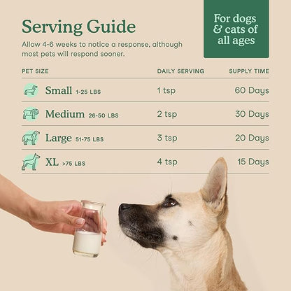 Fera Pets Goat Milk - Cat &amp; Dog Hip and Joint Support with Glucosamine, MSM &amp; Green Lipped Mussel - Supports Flexibility, Mobility &amp; Bone Health - for Picky Eaters - 60 TSP