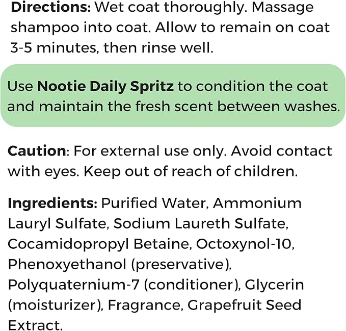 Nootie - Pet Shampoo for Sensitive Skin - Revitalizes Dry Skin &amp; Coat - Natural Ingredients - Gentle Dog Shampoo - Cleans &amp; Conditions