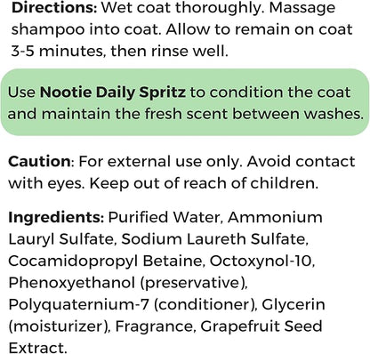 Nootie - Pet Shampoo for Sensitive Skin - Revitalizes Dry Skin &amp; Coat - Natural Ingredients - Gentle Dog Shampoo - Cleans &amp; Conditions