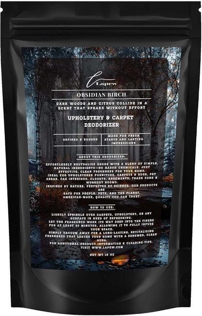 Obsidian Birch Carpet Freshener Powder: Powerful Odor Eliminator for Home, Upholstery Deodorizer, Carpet Deodorizer, Pet Urine - Birch &amp; Black Pepper Fragrance