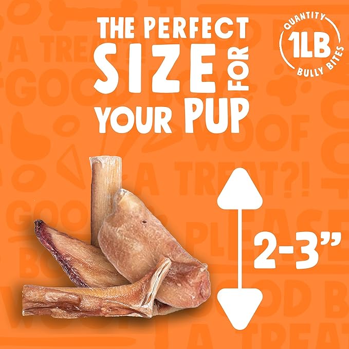 Bully Sticks for Small Dogs | All Natural, Single Ingredient Bully Sticks for Puppies to Medium Dogs (Bully Bites - 1lb)