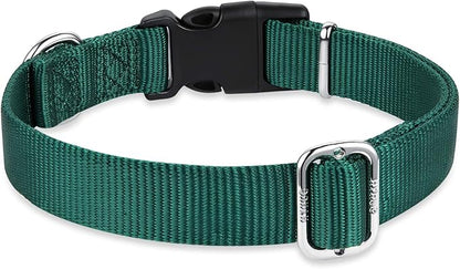 Hyhug Small Dog Collar Quick-Release Green| Heavy-Duty Nylon Puppy Collar, Adjustable &amp; Durable Pet Supplies for Boy &amp; Girl Dogs (Small, Dark Green)