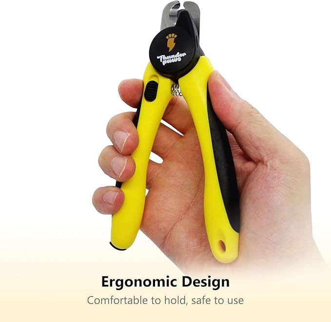 LED Dog Nail Clippers with Light, Trimmers with Protective Guard, Quick Sensor, Safety Lock and Nail File - Suitable for Large and Small Dogs &amp; Cats (Yellow, LED)