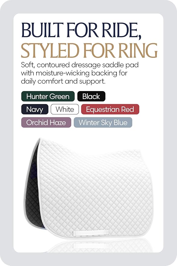 Equinavia Harstad Dressage Saddle Pad | Classic &amp; Durable | Moisture-Wicking Tricot Backing