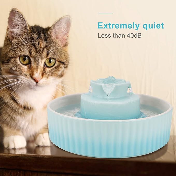 Ceramic Cat Water Fountain, 2.1L/71oz Cupcake Pet Fountain for Dog and Cat Indoor, 2 Ultra Quiet Pumps &amp; 3 Carbon Filters