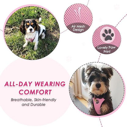 SlowTon Dog Seat Belt Harness for Car, Dog Car Harness Adjustable Mesh Breathable &amp; Dog Seatbelt Safety Tether with Elastic Bungee for Small Medium Large Pets(Pink, Single Clip, S)