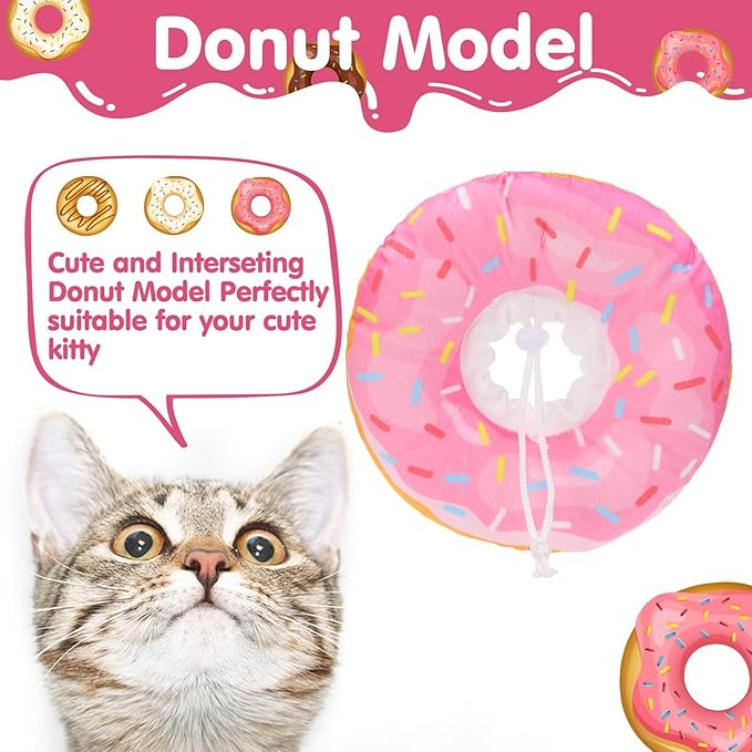 BINGPET Soft Donut Cat &amp; Small Dog Recovery Collar, Adjustable Protective Pet Cone After Surgery