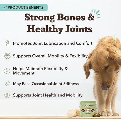Natural Dog Company Hip &amp; Joint Chews, Chicken Liver &amp; Turmeric Flavor, with Glucosamine Chondroitin for Dogs, Maintains Bone and Joint Health, Supplements for Seniors and Puppies, 90 Count