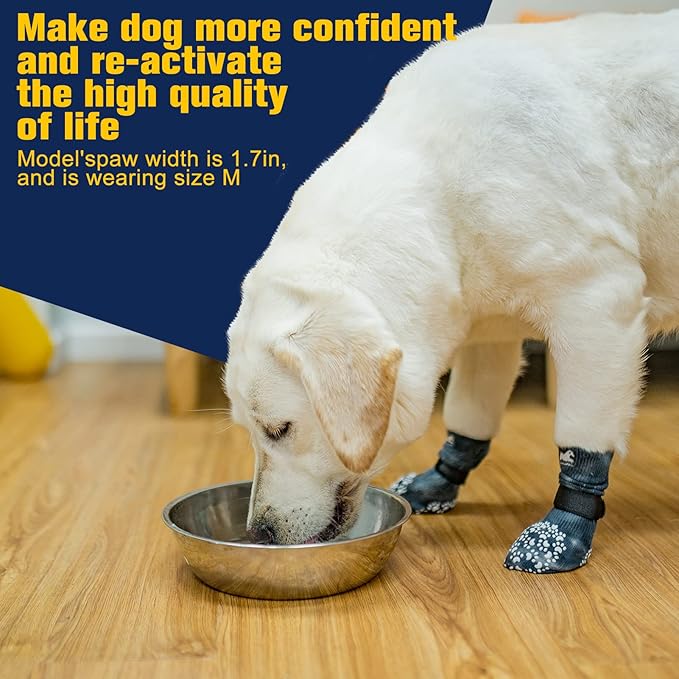 EXPAWLORER Anti Slip Dog Socks to Prevent Licking Paws, Dog Shoes for Hot Pavement, Dog Booties for Small Medium Large Senior Dogs, Traction Control Dog Boots &amp; Paw Protectors for Hardwood Floors