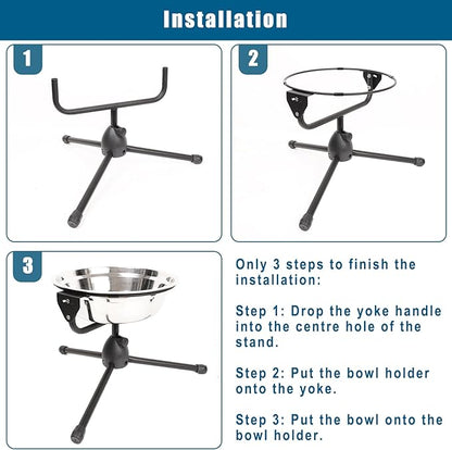 Elevated Dog Bowl with Adjustable Metal Stand,Large Size for Dogs Between 60 and 100 lbs, 0.8 Gal 3 Liter Stainless Steel Dog Food Bowl Water Bowl Height Adjustable Non-Slip Raised Dog Bowl Set