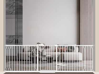 Extra Wide Baby Gate 85.8-104.5 Inch, Pressure Mounted No Drilling, for Stairs &amp; Doorways, Metal White Indoor Safety Gate for Kids and Dogs