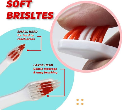 Pet Toothbrush for Dogs, Cats with Soft Bristles - Easy Teeth Cleaning &amp; Dental Care, Non Slip Dual Head Dog Toothbrush
