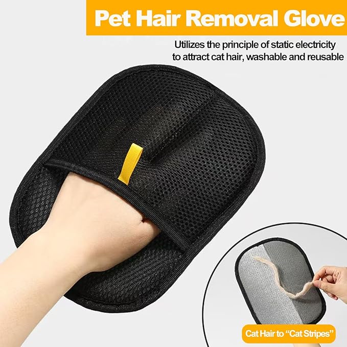 2 Pack Pet Hair Removal Gloves for Cats &amp; Dogs,2025 Electrostatic Pet Hair Removal Gloves for Bedding,Reusable &amp; Washable Efficient Grooming Gloves for Clothing,Furniture,Carpet,Car Seat,Pet Grooming