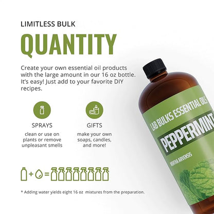 Peppermint Essential Oil (16 oz, 2 Pack) – Bulk Peppermint Oil for Diffusers, Candles, Cleaning &amp; Sprays