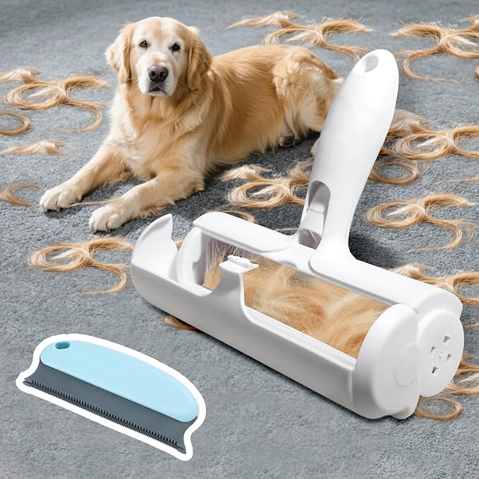 Pet Hair Removal Tool – Reusable Lint Roller for Dogs &amp; Cats – Self-Cleaning Fur Remover Brush - Portable, Multi-Surface Fur Removal Tool - Pet Hair Removal Tool for Car &amp; Home